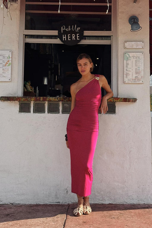 Vestido asimétrico drapeado